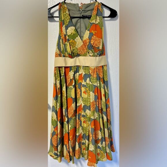 Betsey Johnson Y2K Floral Silk Halter Dress size 4 - Picture 1 of 9